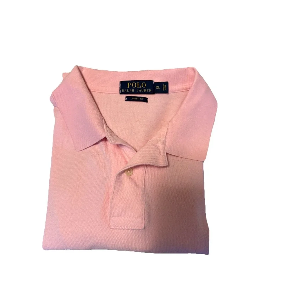 RALPH LAUREN Men's XL Pink Polo Shirt 100% Cotton Custom Fit In Excellent Cond.